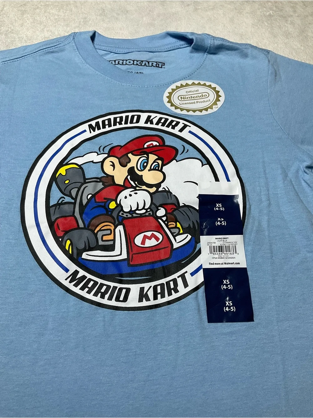 Nintendo Mario Kart Graphic Tee - Light Blue with Red Accents
